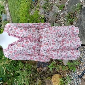 Marissa Olivia Womens Ivory With Pink Floral Fully Lined Dress Coquette Size S